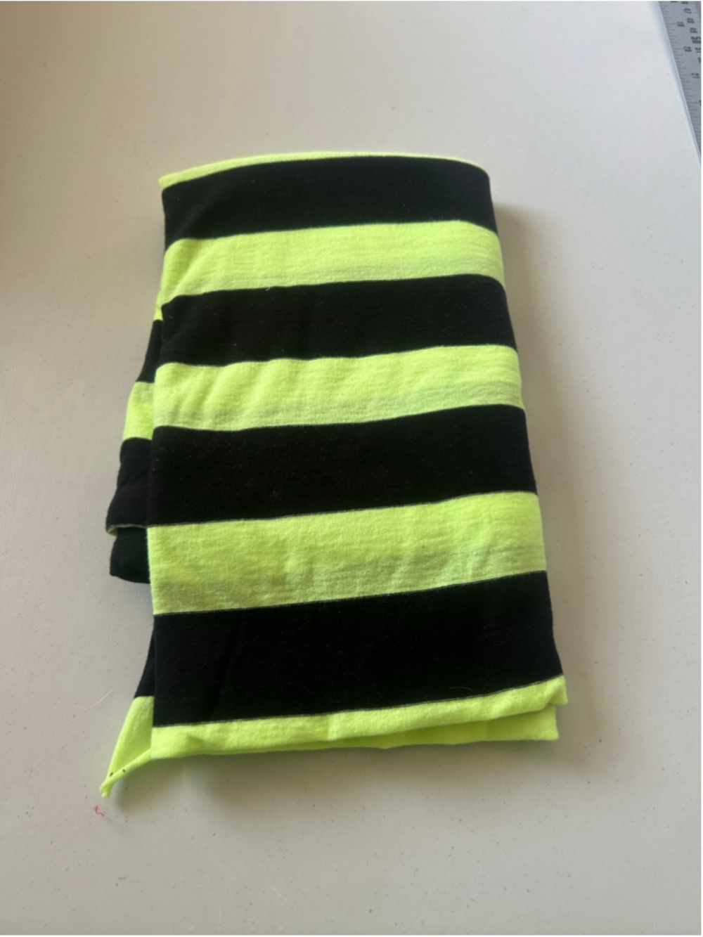 🔥3 for $40🔥 Fabric: 1 Yard 4” Black/Neon Striped Stretch Jersey Fabric